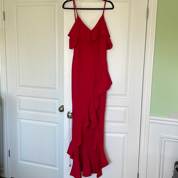 Fashion Nova Red Spaghetti Strap Prom Dress - Picture 1 of 5